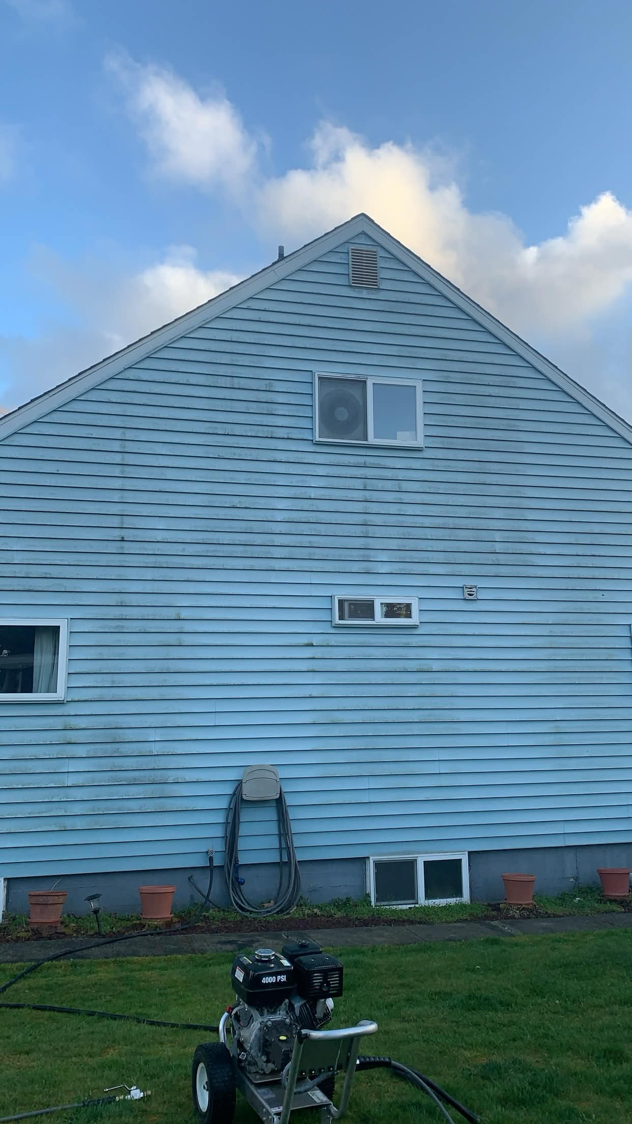 House before pressure washing
