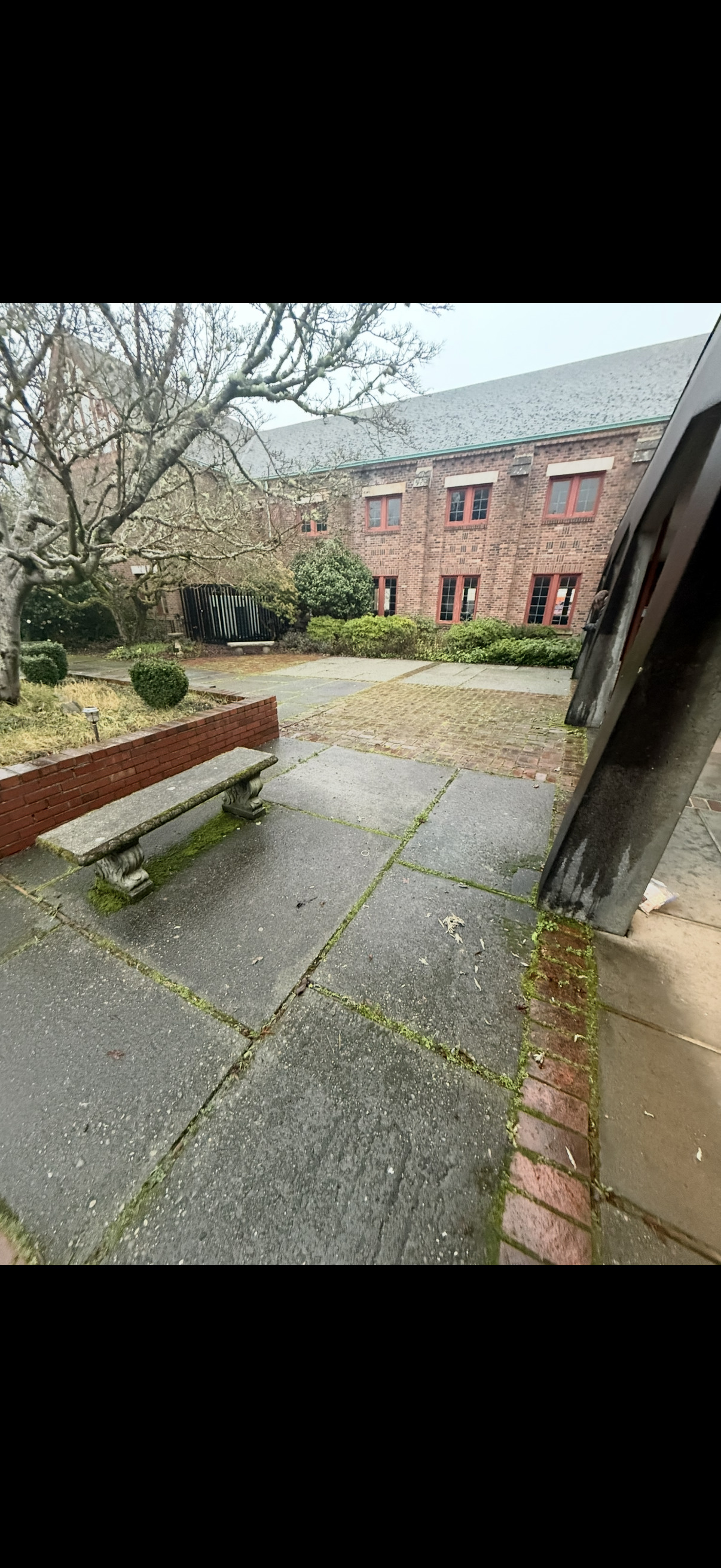 Patio before pressure washing
