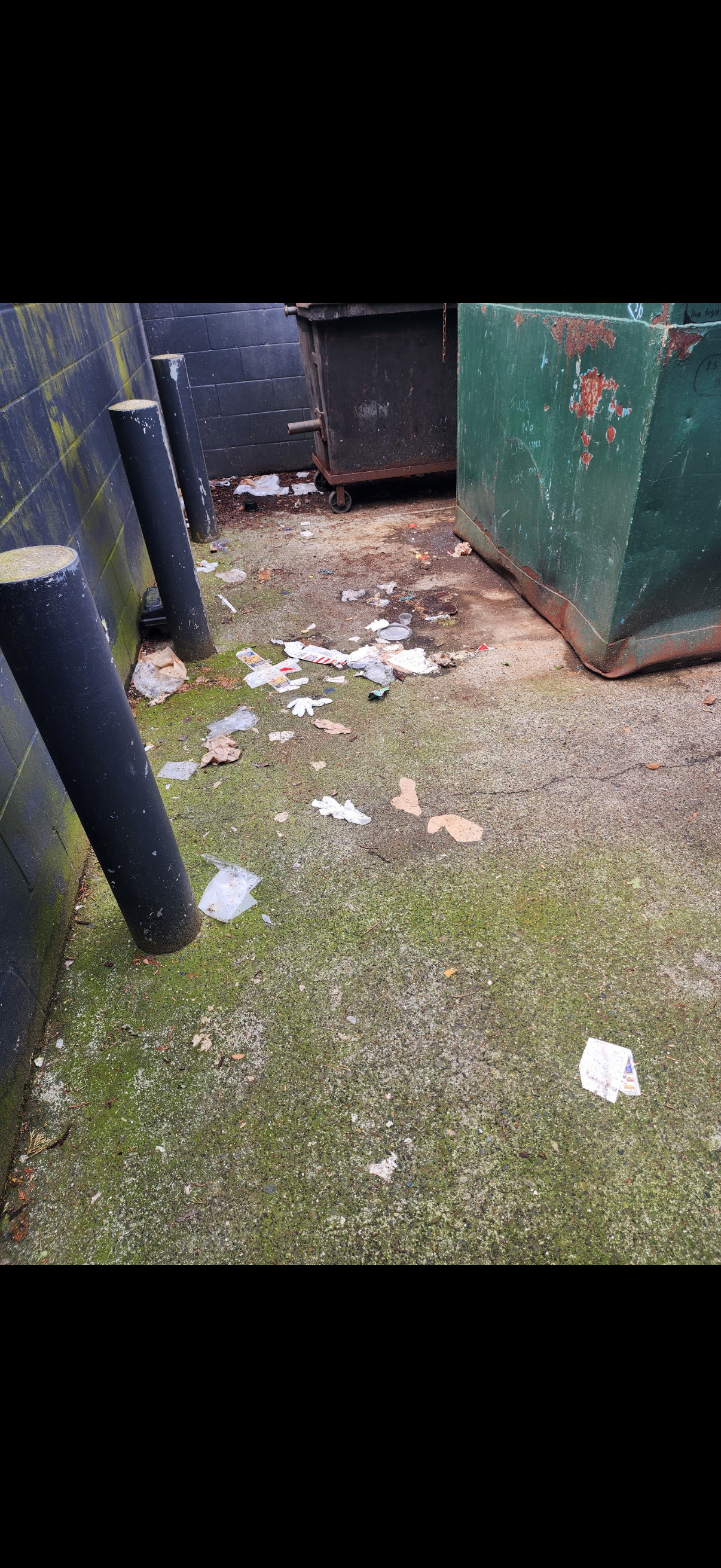 Commercial property before pressure washing
